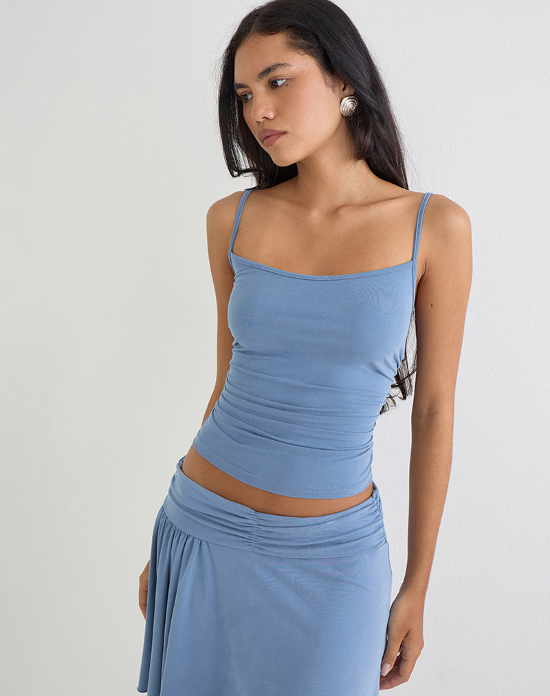 Achara Top in Cupro Dusty Blue