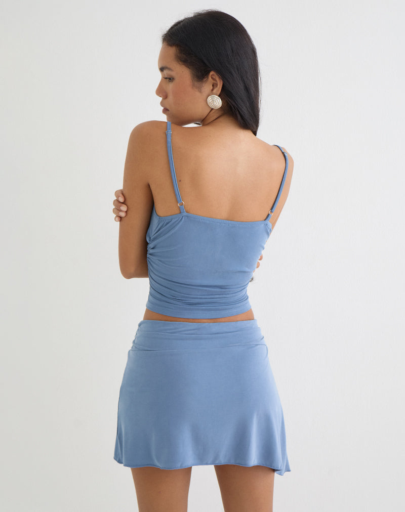 Achara Top in Cupro Dusty Blue