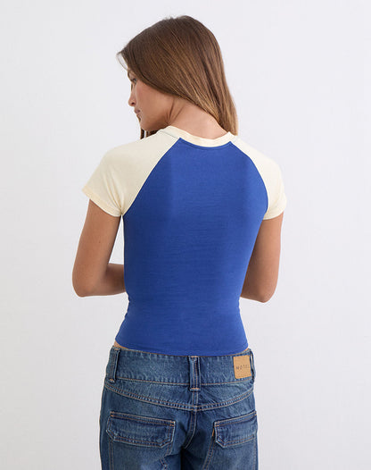 Agneta Tee in Dazzling Blue and Buttermilk Combination