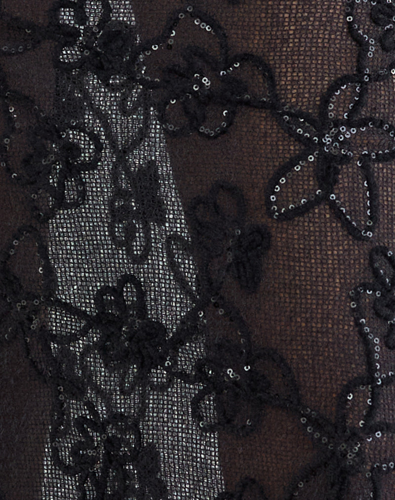 Alphia Maxi Skirt in Sequin Knit Black