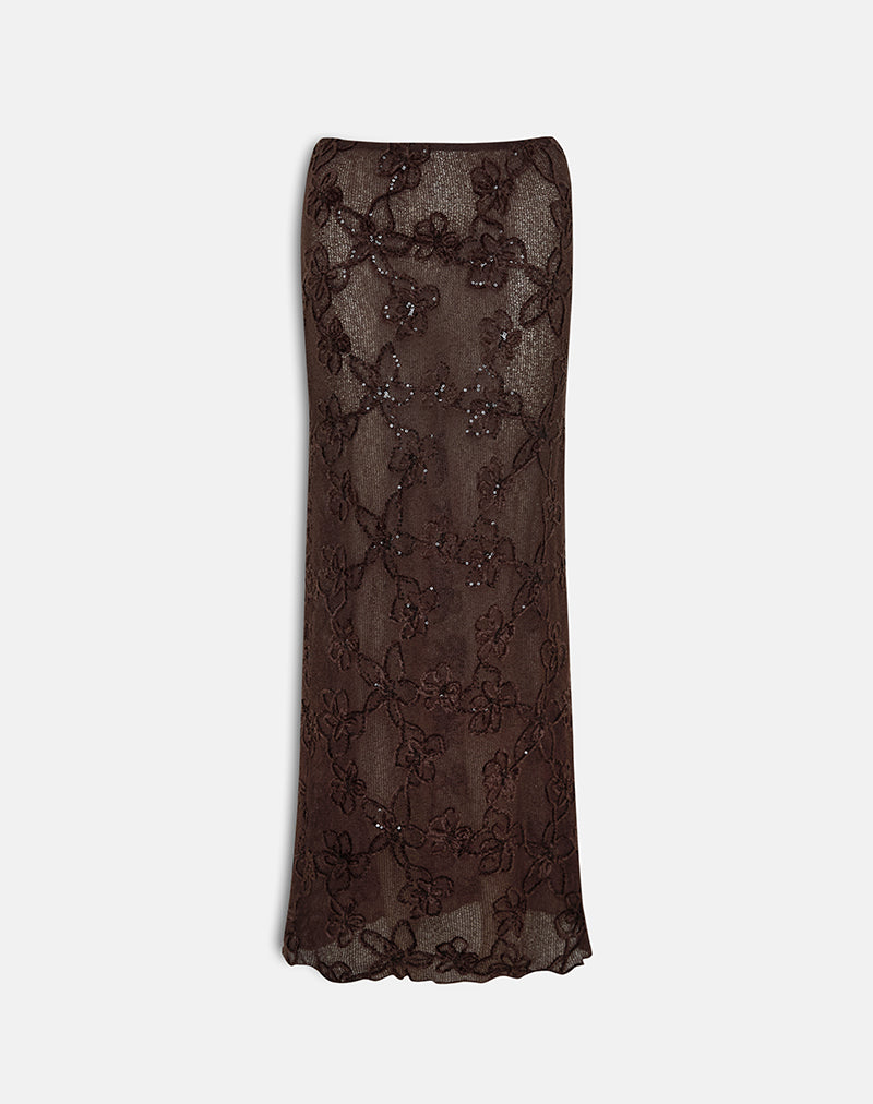 Alphia Maxi Skirt in Dark Brown