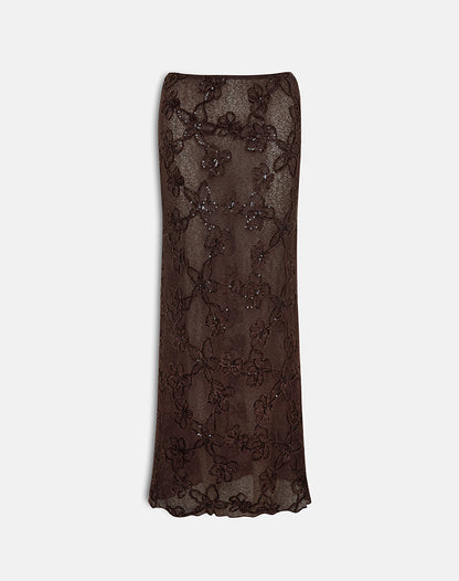 Alphia Maxi Skirt in Dark Brown