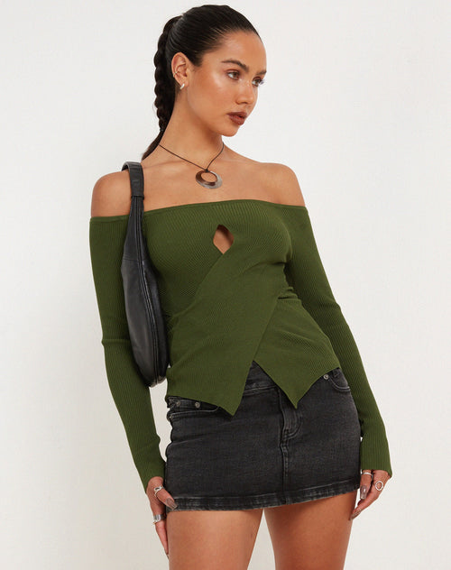 Amandari Bardot Top in Khaki