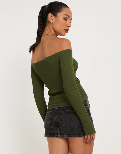 Amandari Bardot Top in Khaki
