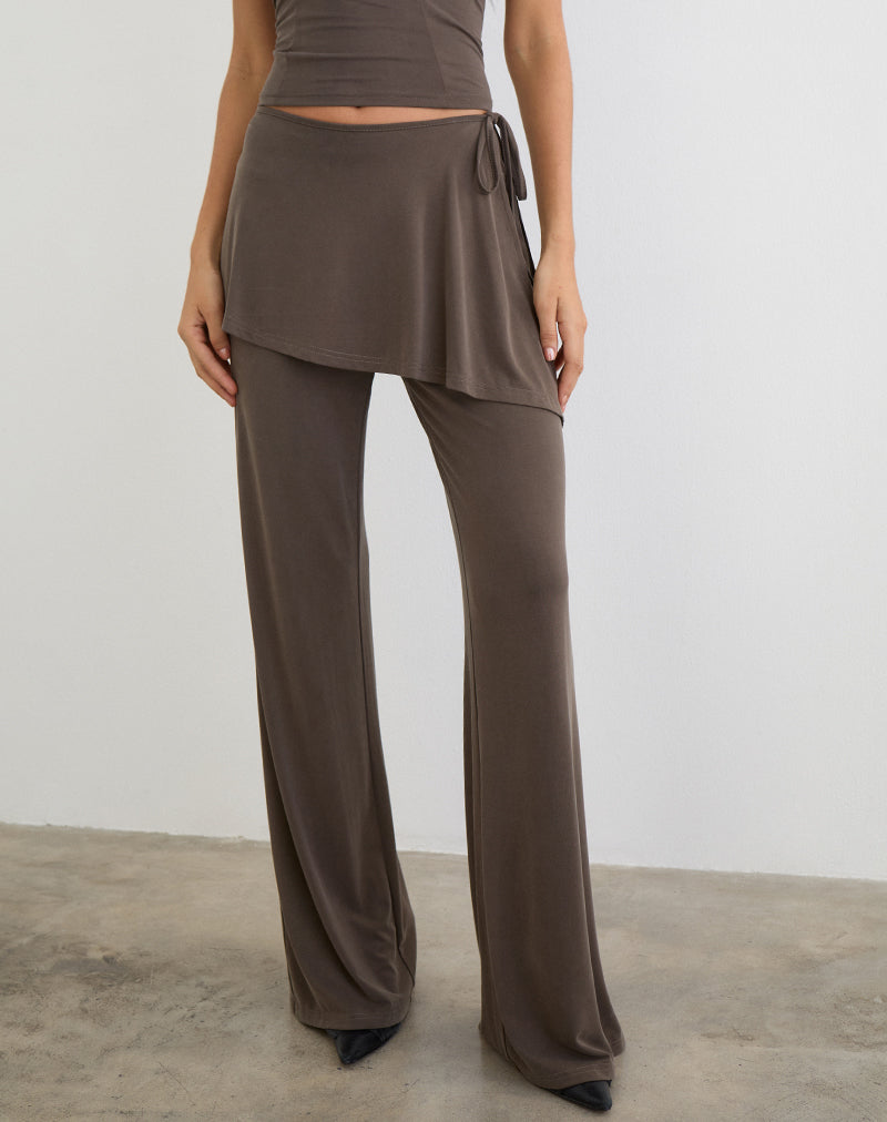 Amata Trouser Skirt in Cupro Dark Brown