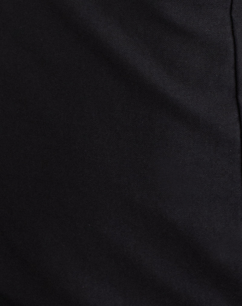 Ambra Scoop Mini Dress in Linen Black