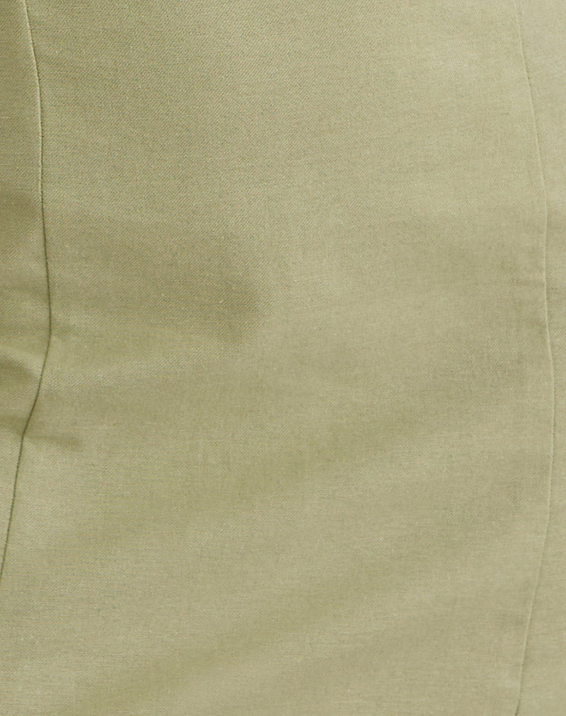 Ambra Scoop Mini Dress in Linen Sage Green