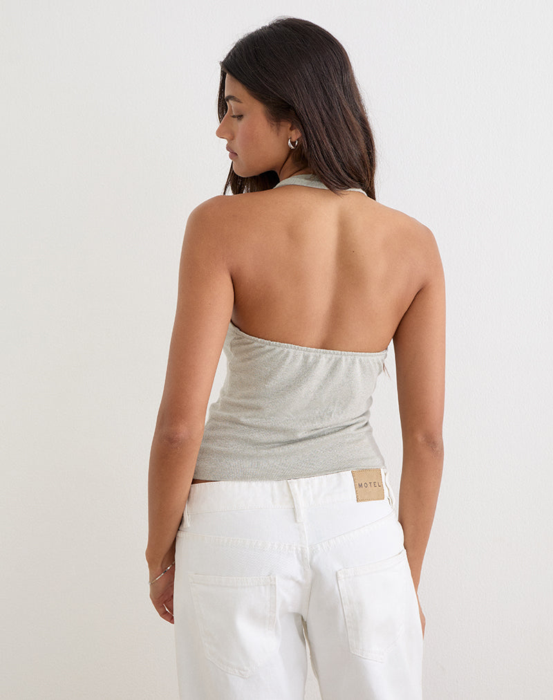 Anari Top in Shimmer Knit Light Grey