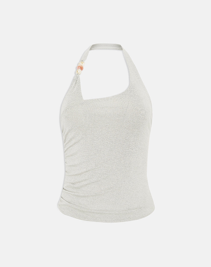 Anari Top in Shimmer Knit Light Grey