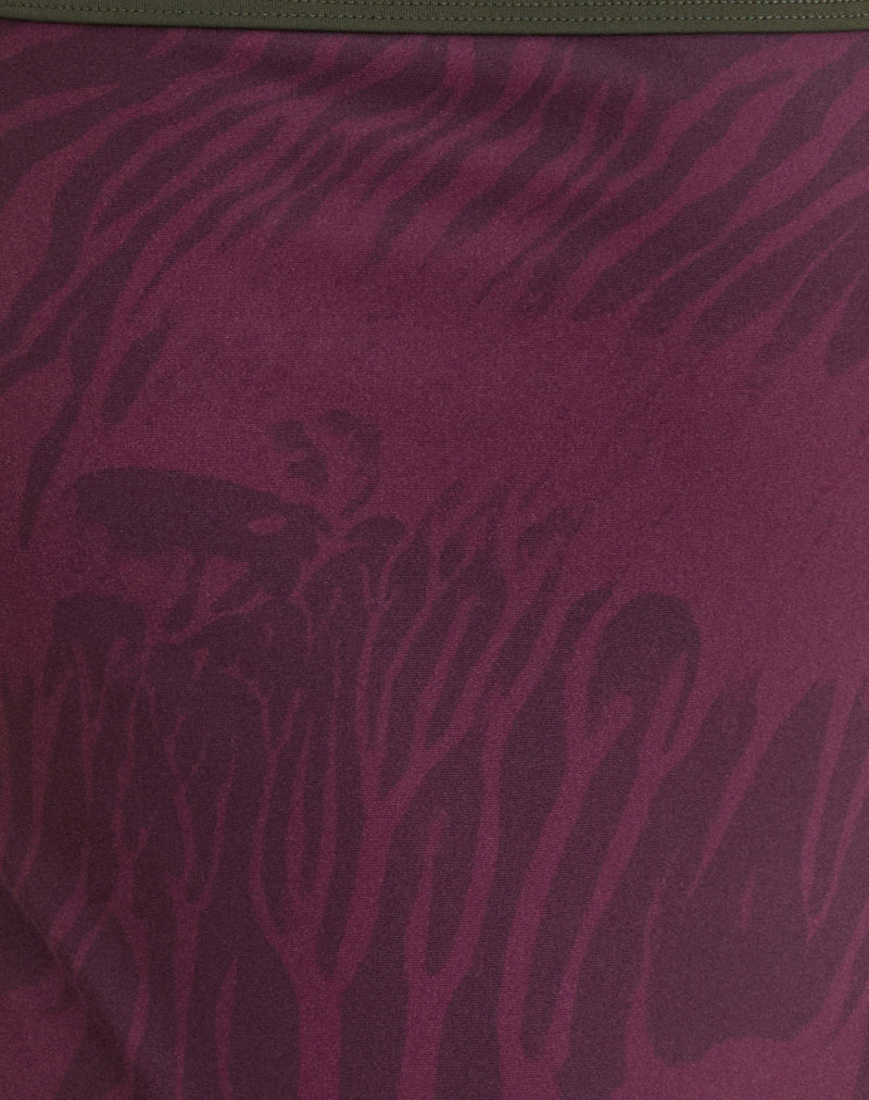 Anavah Swimsuit in Abstract Zebra Burgundy with Green Binding