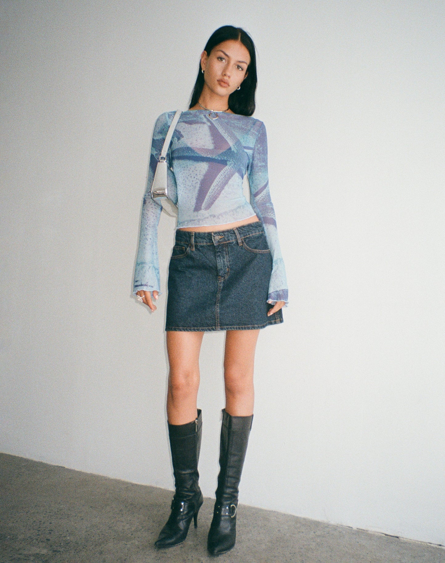Anchi Mesh Long Sleeve Top in Blue Starfish Photoprint
