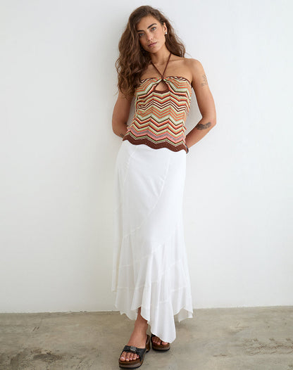 Anona Halter Top in Green Multi Stripe