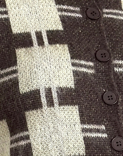 Anzio Knitted Cardigan in Check Brown