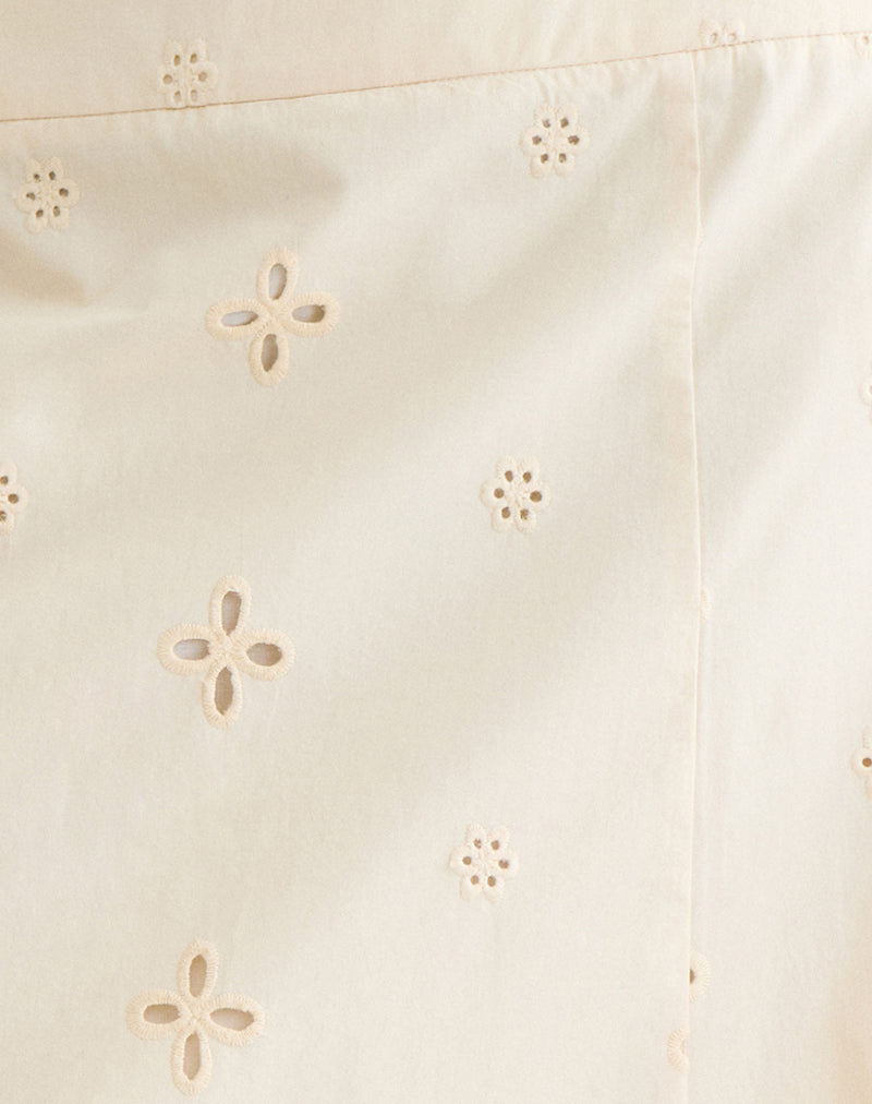 Arash Midi Skirt with Buttons in Broderie Vanilla