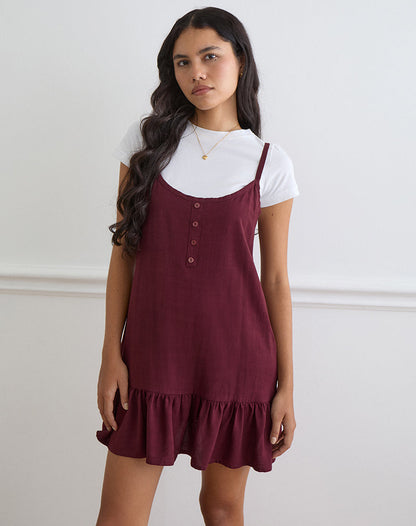 Arige Mini Dress in Maroon