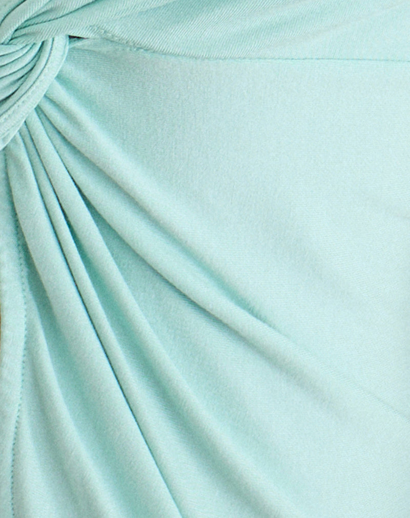 Arlys Twist Detail Top in Rayon Jersey Aqua