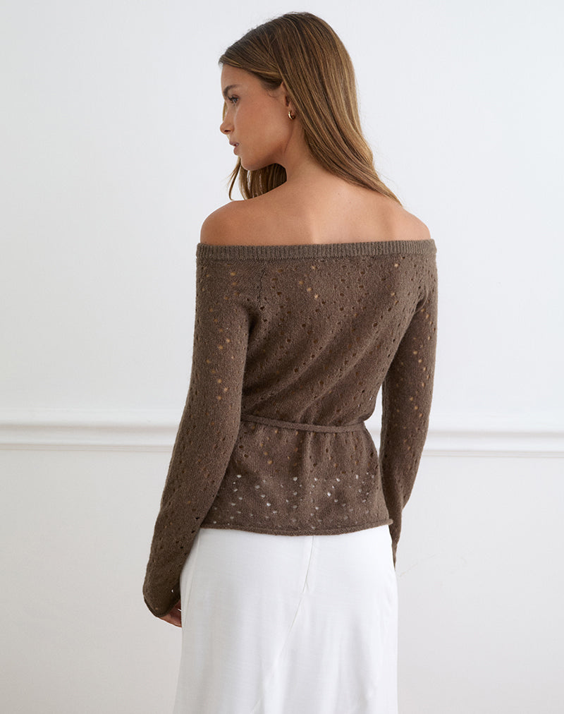 Arutala Long Sleeve Top in Knit Brown