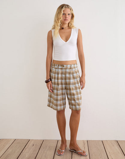 Ashara Short in Tailoring Check Brown