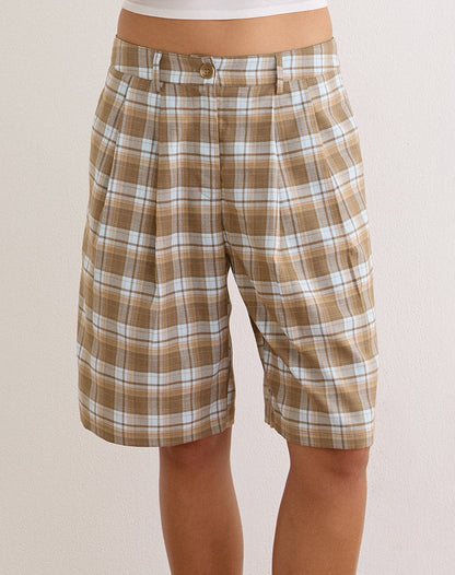 Ashara Short in Tailoring Check Brown