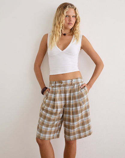 Ashara Short in Tailoring Check Brown
