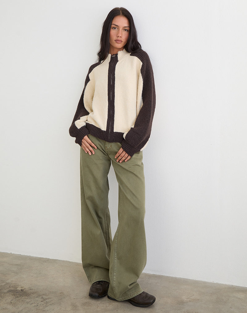 Asrar Jumper in Knit Cream and Brown