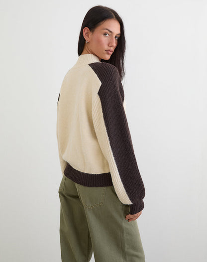 Asrar Jumper in Knit Cream and Brown