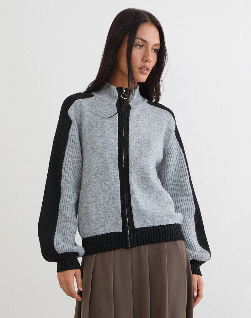Asrar Jumper in Knit Grey and Black
