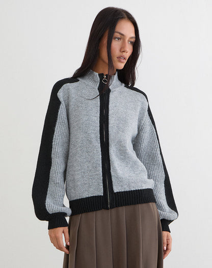 Asrar Jumper in Knit Grey and Black