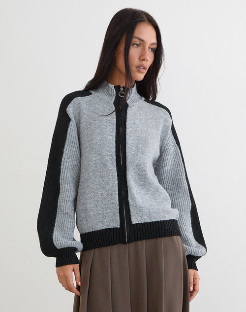 Asrar Jumper in Knit Grey and Black