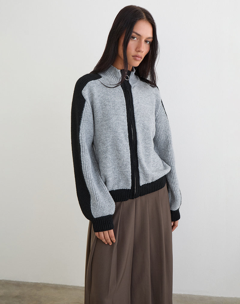 Asrar Jumper in Knit Grey and Black