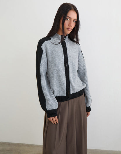 Asrar Jumper in Knit Grey and Black