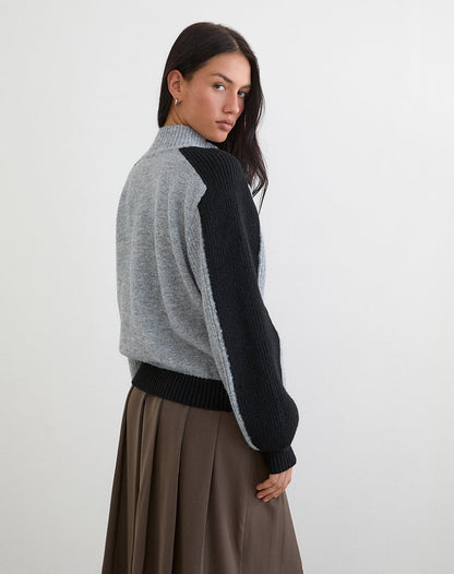 Asrar Jumper in Knit Grey and Black