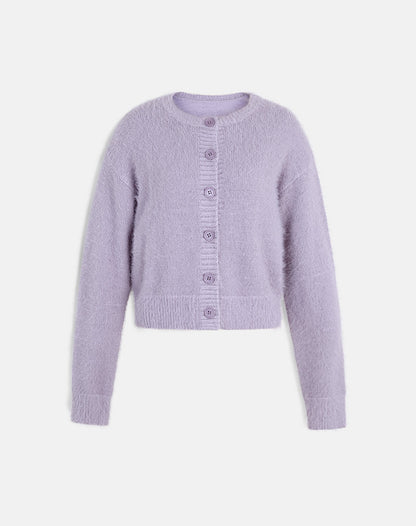 Audrina Cardigan in Fluffy Knit Dusty Lilac