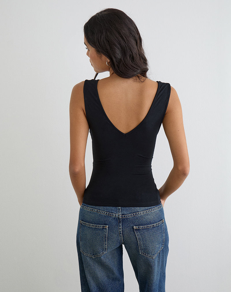 August Tank Top in Rayon Jersey Black