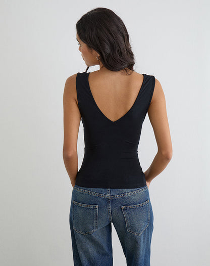 August Tank Top in Rayon Jersey Black
