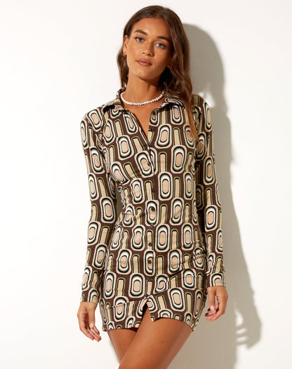 Avaya Dress in Retro Spot Brown