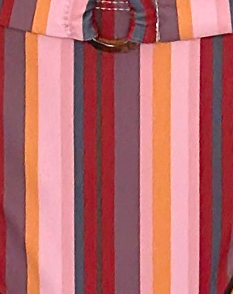 Avi Swim Short in Vertical Mix Stripe with Belt