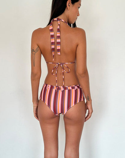 Avi Swim Short in Vertical Mix Stripe with Belt