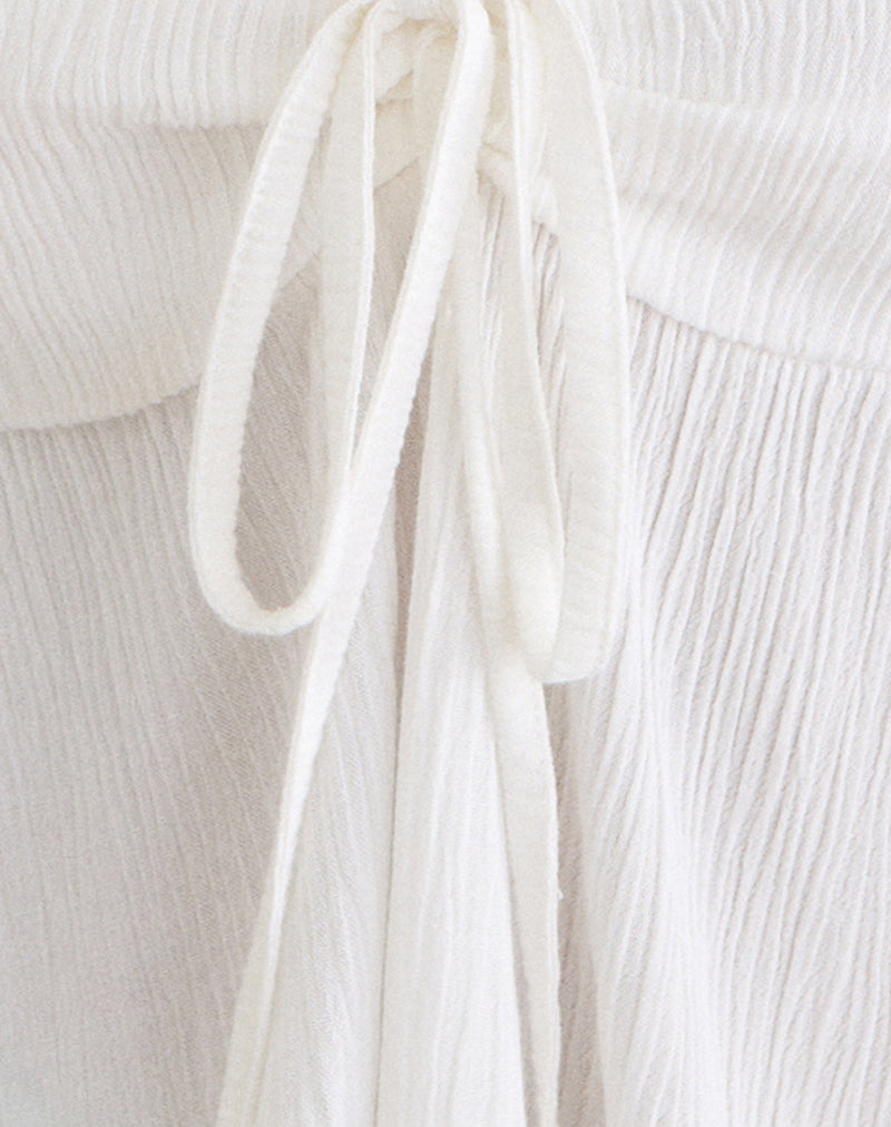 Awilix Top in Crinkle Off White