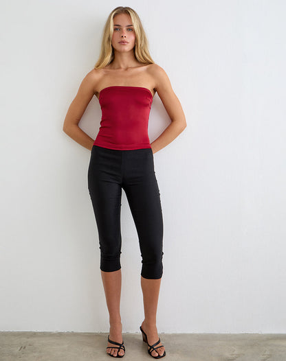 Ayaka Lace Up Corset Top in Satin Red