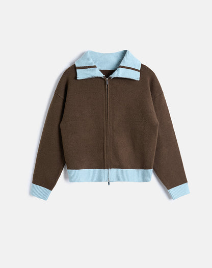 Ayamu Zip Jumper in Knit Brown