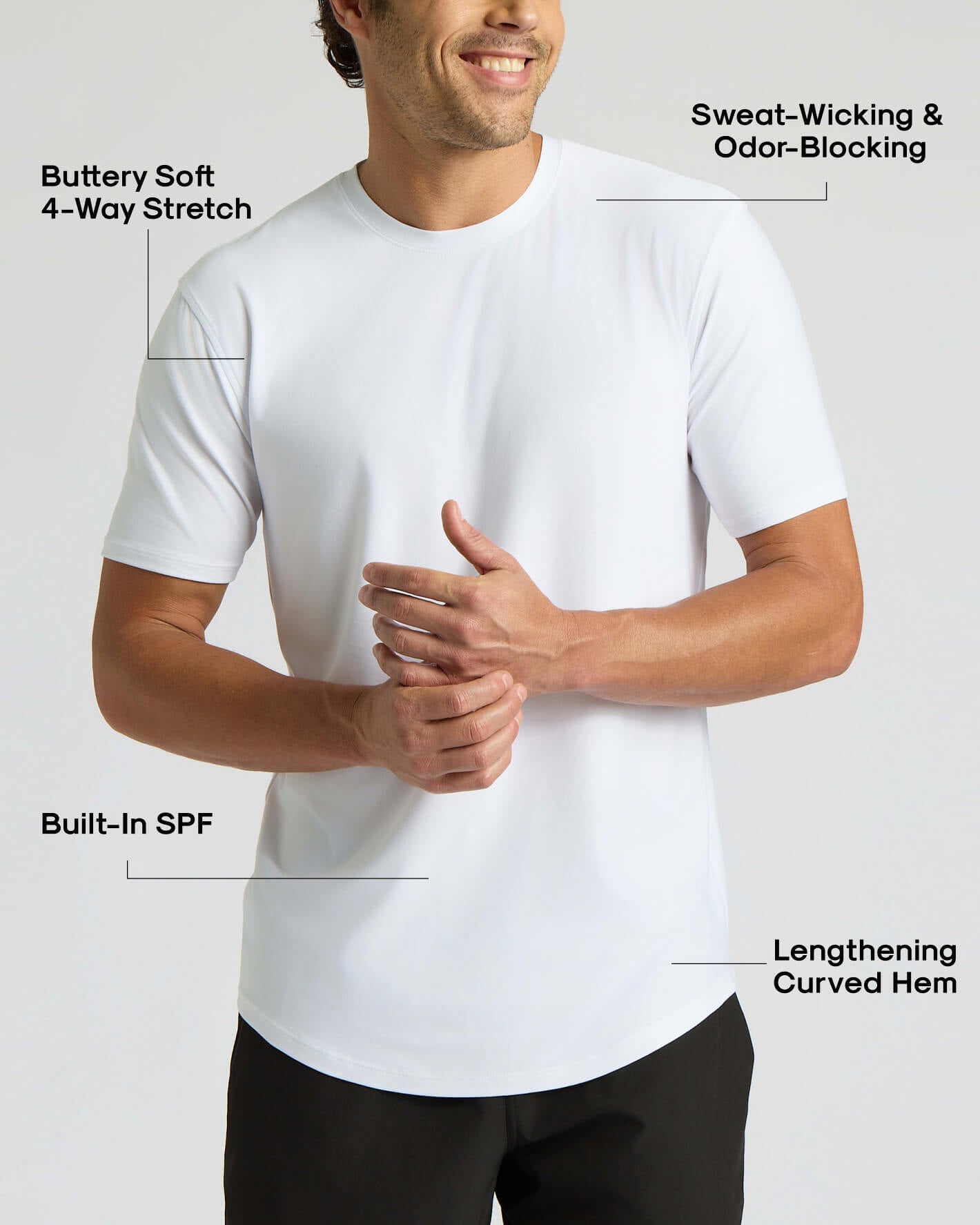 White Active Curved Hem Crew