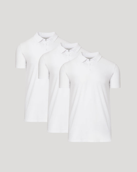 All White Tall Classic Polo 3-Pack