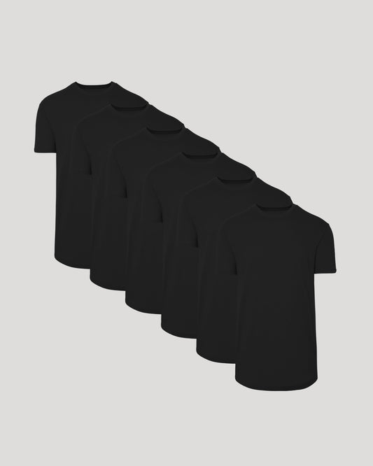 All Black Short Sleeve Tall Curved Hem Crew 6-Pack