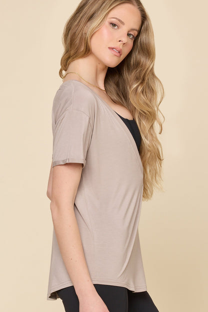 Reversible Deep V Tee - Cobblestone