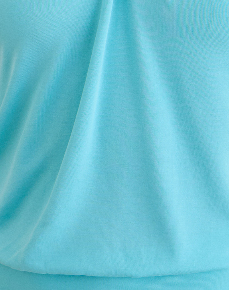 Ballerie Halter Top in Cupro Aqua