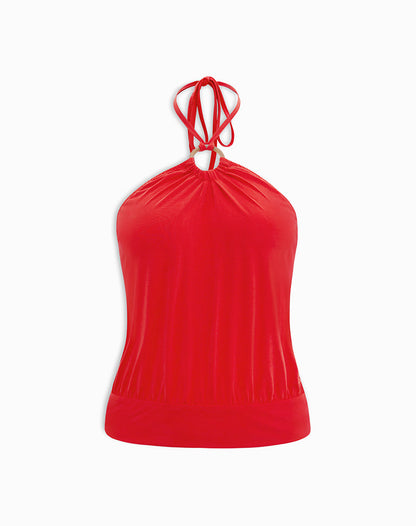 Ballerie Halter Top in Cupro Red