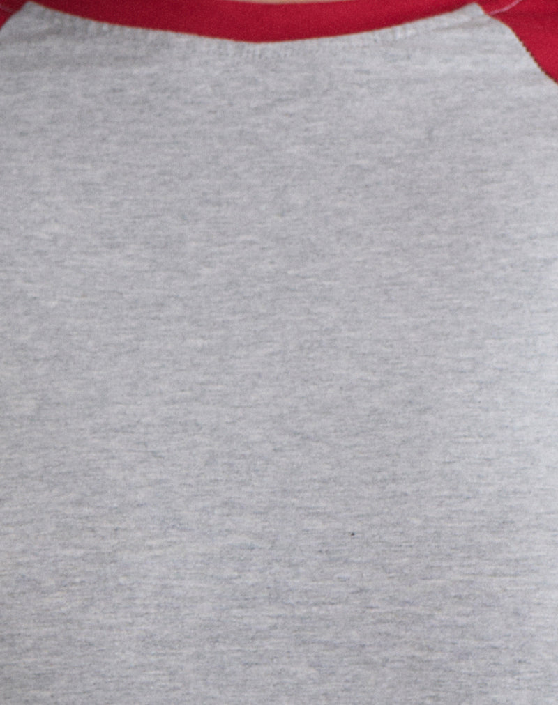 Balqis Long Sleeve Top in Grey Marl Adrenaline Red Combination
