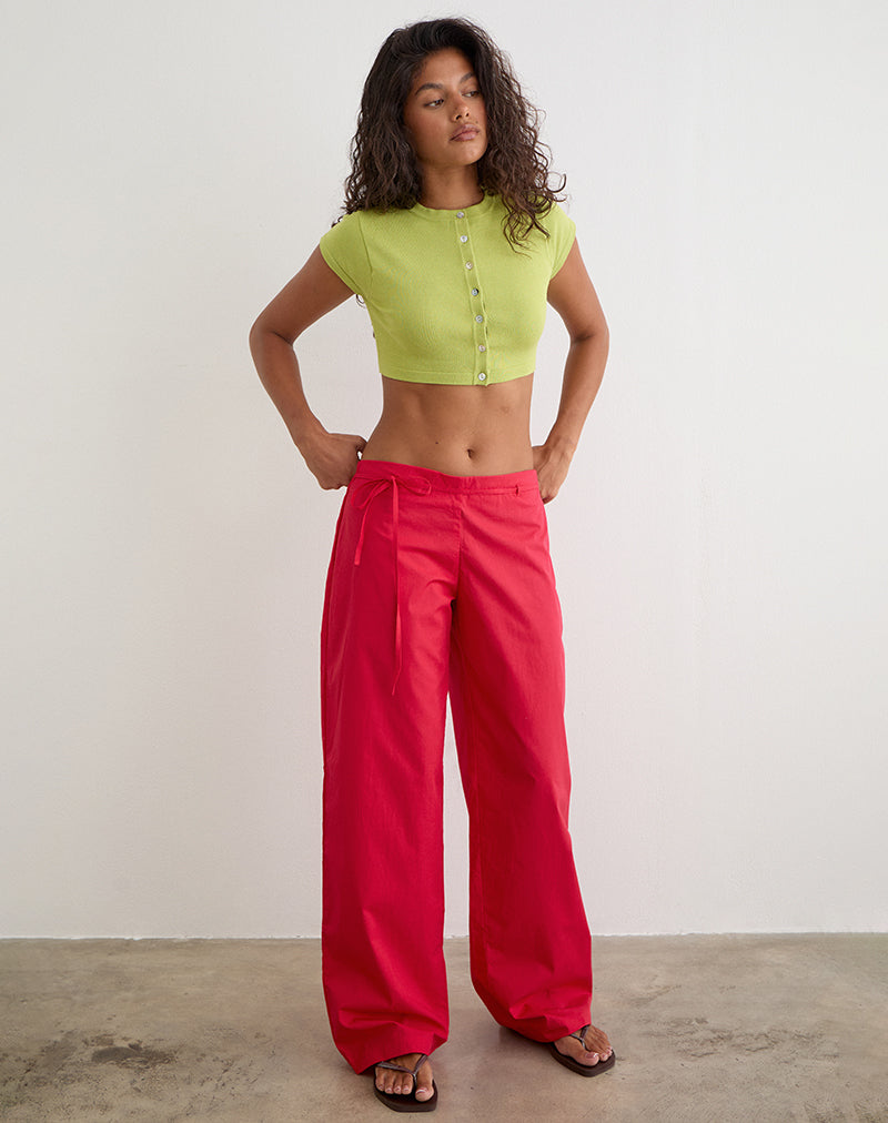 Baniah Cropped Cardigan in Flat Knit Lily Green