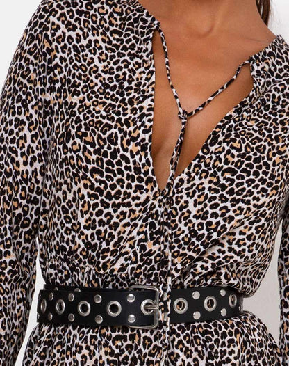 Bello Midi Dress in Rar Leopard Brown